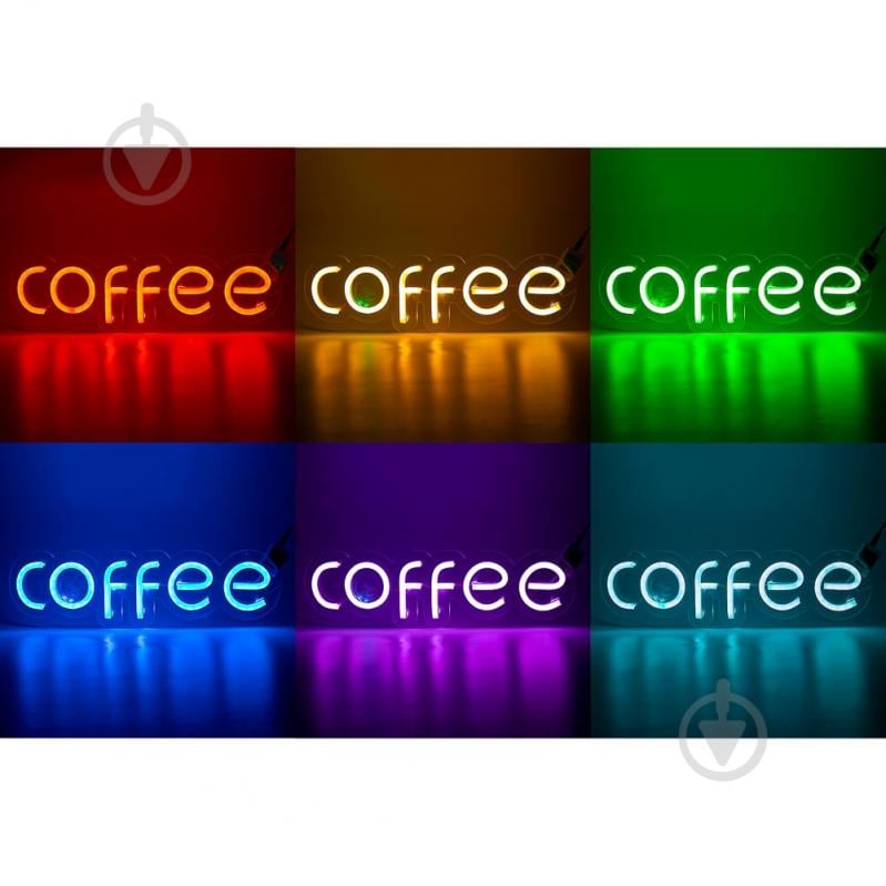 Неонова вивіска ArtEco Light COFFEE 14 Вт 145x480 мм RGB - фото 1