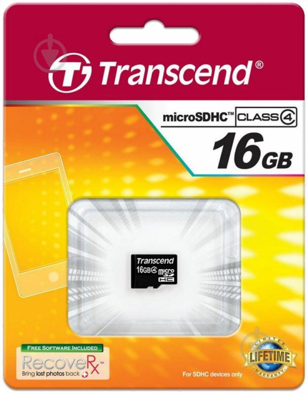 Карта памяти Transcend microSDHC 16GB Class 4 - фото 2