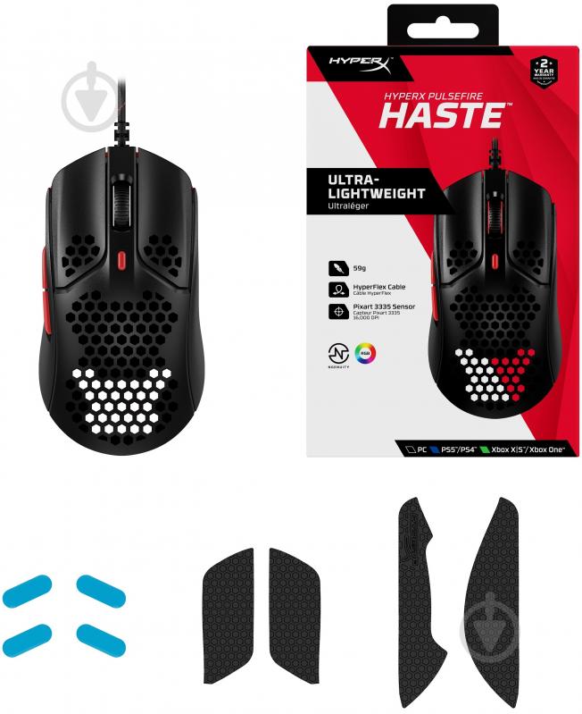 Мышь HyperX Pulsefire Haste USB black/red (4P5E3AA) - фото 12