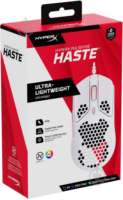 Мышь HyperX Pulsefire Haste USB white/pink (4P5E4AA) - фото 10