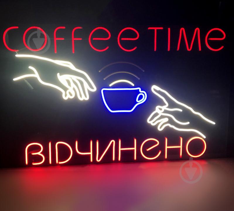 Неоновая вывеска ArtEco Light COFFEE ОТКРЫТО 80 Вт 600x1000 мм разноцветный (RGB) - фото 1