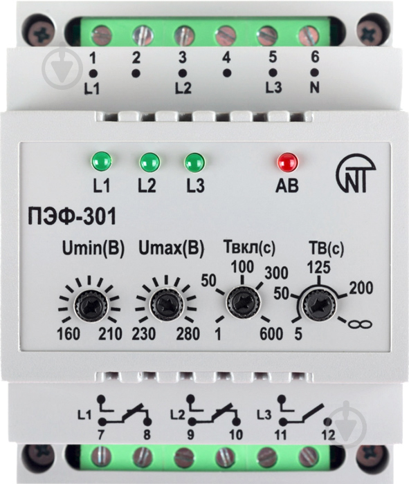 Переключатель фаз электронный  Volt Control 16 А ПЭФ-301 - фото 1