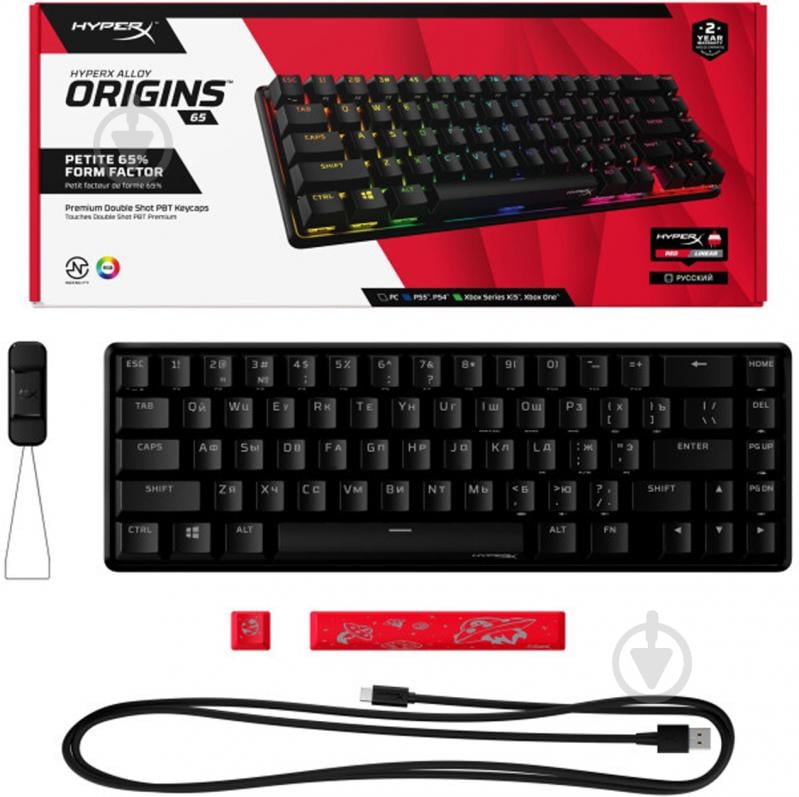 Клавиатура игровая HyperX Alloy Origins 65 HX Red USB (4P5D6AX#ACB) black - фото 7