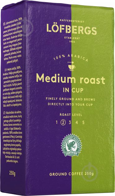 Кофе молотый LOFBERGS Medium Roast In Cup (7310050012476) 250 г - фото 2