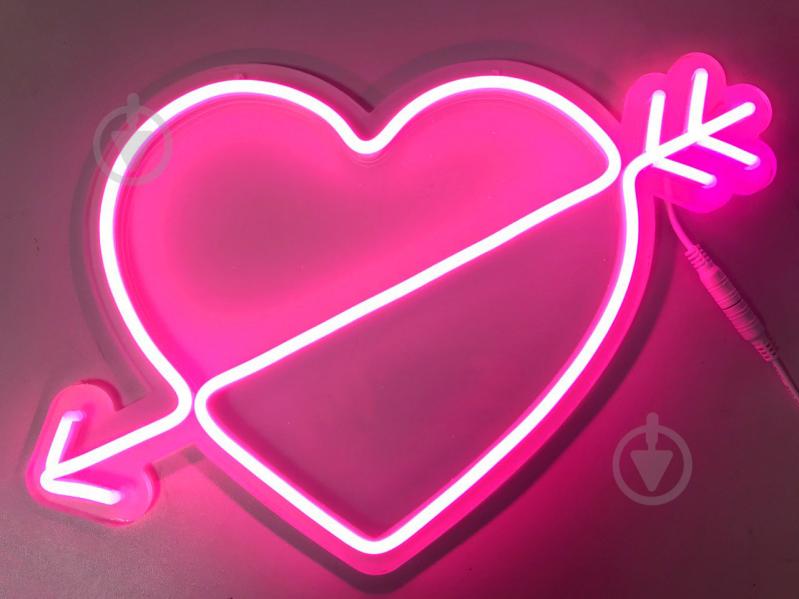 Неонова вивіска ArtEco Light Серце 15 Вт 260x380 мм рожевий - фото 1