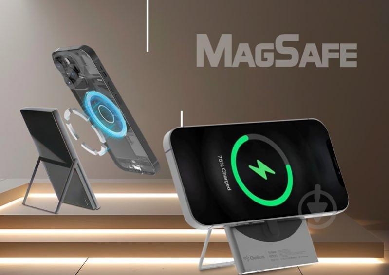Повербанк Gelius с беспроводной зарядкой Eclipse Magnetic Wireless Charge GP-WC014 15W 5000 mAh black/grey (00000100079) - фото 9 Повербанк Gelius с беспроводной зарядкой Eclipse Magnetic Wireless Charge GP-WC014 15W 5000 mAh black/grey (00000100079) - фото 9