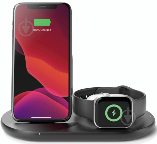 Бездротовий зарядний пристрій Belkin 3-in-1 Wireless Pad/Stand/Apple Watch, black (WIZ001VFBK) - фото 5