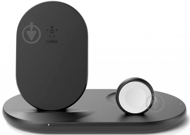 Бездротовий зарядний пристрій Belkin 3-in-1 Wireless Pad/Stand/Apple Watch, black (WIZ001VFBK) - фото 1