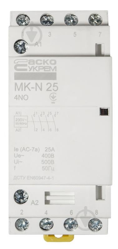 Контактор АСКО-Укрем КМ MK-N 4P 25A 4NO 220V A0040030027 - фото 1