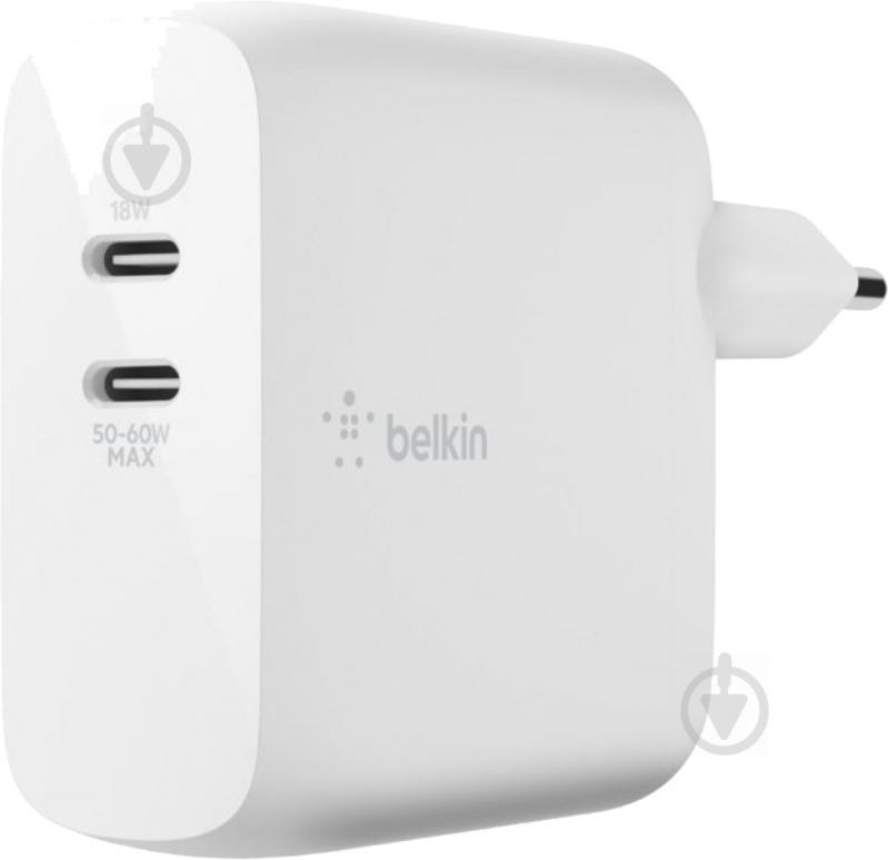 Зарядное устройство Belkin Gan (50+18w) Dual Usb-с, White (wch003vfwh) - фото 1