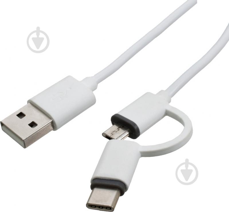 Кабель Patron 2 в 1 USB 2.0 - Micro USB 2.0 + Type-C 1 м белый (CAB-PN-MIC-TYPE-C-1M) - фото 1