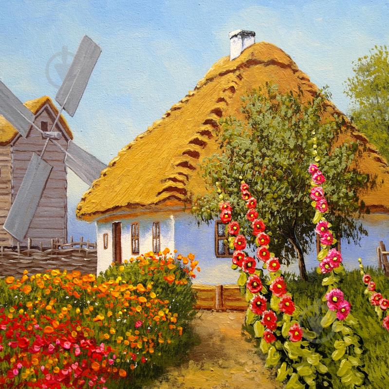 Алмазная мозаика Цветущее село 40x40 см на подрамнике Santi - фото 1