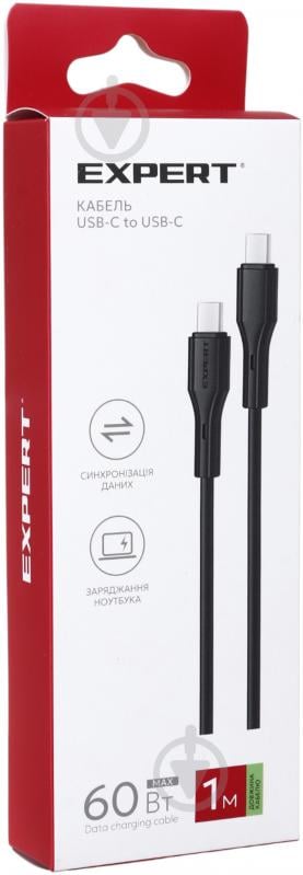 Кабель Expert USB-C to USB-C 60W Power Delivery 1 м black - фото 3