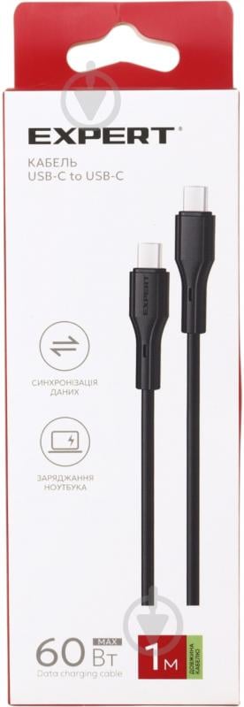 Кабель Expert USB-C to USB-C 60W Power Delivery 1 м black - фото 5 Кабель Expert USB-C to USB-C 60W Power Delivery 1 м black - фото 5