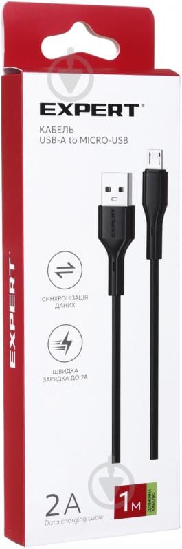 Кабель Expert USB-A to Micro-USB 2А 1 м black - фото 3