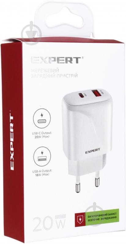 Сетевое зарядное устройство Expert L158 20WPD USB-C 18WQC3.0 USB-A White - фото 6