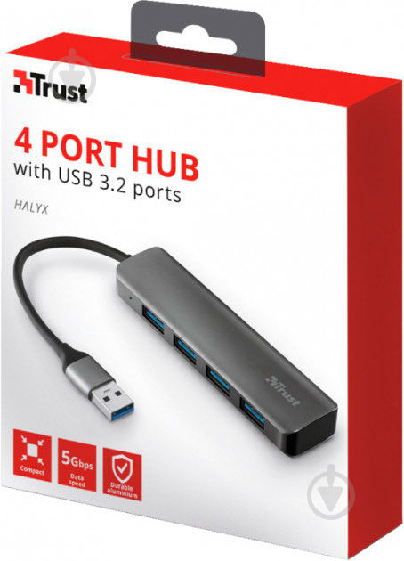 USB-хаб Trust Halyx 4-Port USB-A 3.2 Aluminium (23327) - фото 8