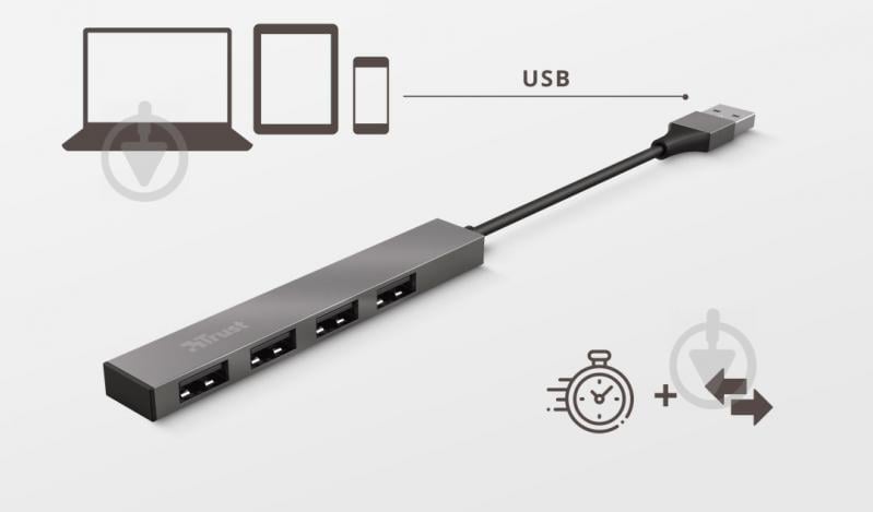 USB-хаб Trust Halyx Aluminium 4-Port Mini USB Hub (23786) - фото 10