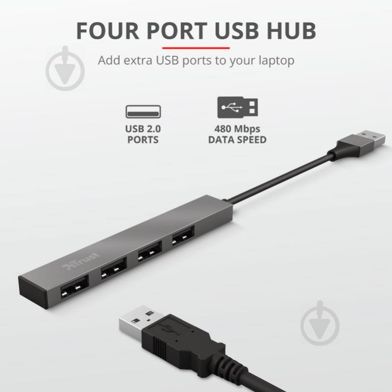 USB-хаб Trust Halyx Aluminium 4-Port Mini USB Hub (23786) - фото 11