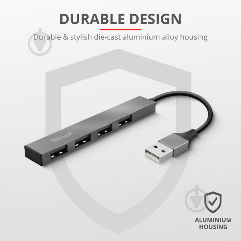 USB-хаб Trust Halyx Aluminium 4-Port Mini USB Hub (23786) - фото 9