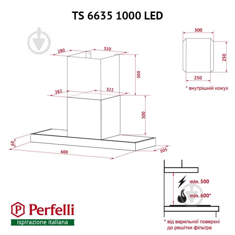 Витяжка Perfelli TS 6635 I/BL 1000 LED - фото 12