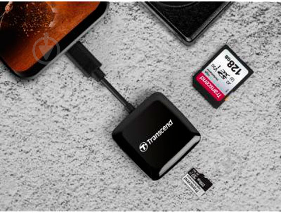 Кардридер Transcend USB 3.2 Gen 1 Type-C SD/microSD Black (TS-RDC3) - фото 5