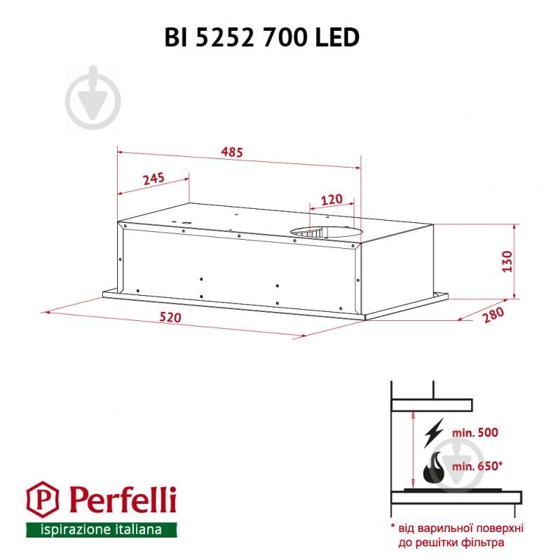 Витяжка Perfelli BI 5252 BL 700 LED - фото 13