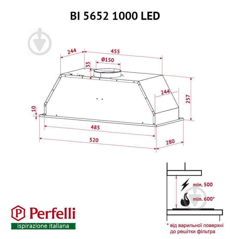 Вытяжка Perfelli BI 5652 I 1000 LED - фото 12