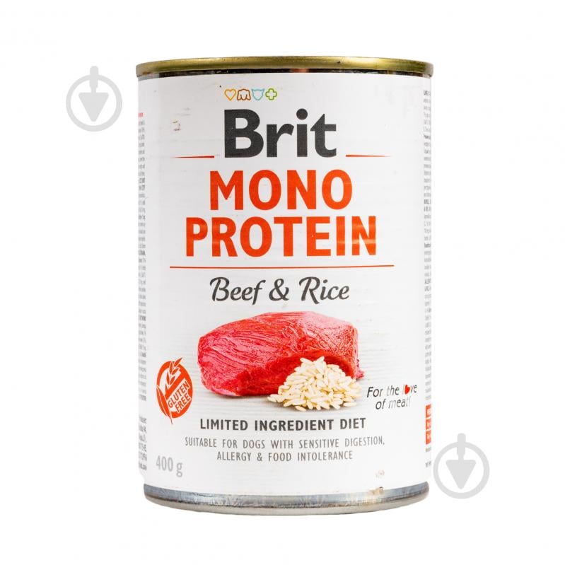 Консерва для собак для всех пород Brit Care Mono Protein говядина и рис 400 г - фото 1