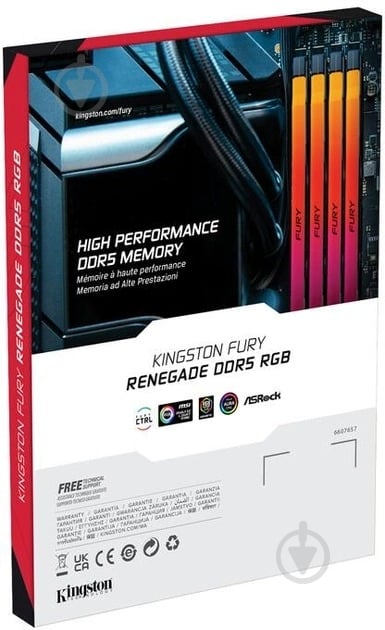 Оперативная память Kingston DDR5 SDRAM 96 GB (2x48GB) 6400 MHz (KF564C32RSAK2-96) Fury Renegade RGB - фото 6 Оперативная память Kingston DDR5 SDRAM 96 GB (2x48GB) 6400 MHz (KF564C32RSAK2-96) Fury Renegade RGB - фото 6