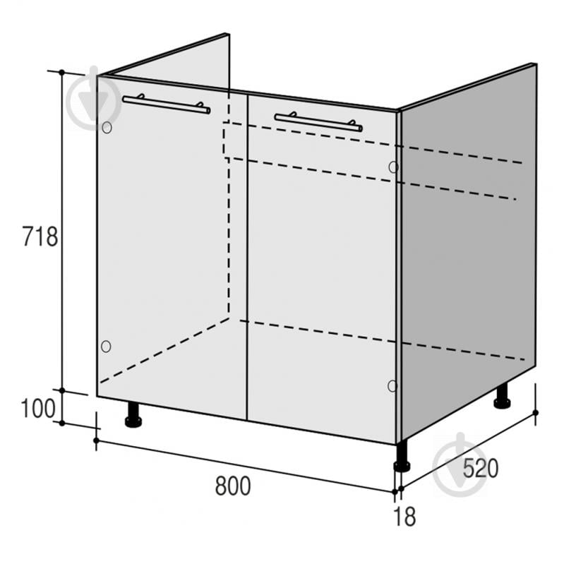 Тумба нижня Руна МНМ 800x818x520 мм дуб димчастий/білий ROKO - фото 3