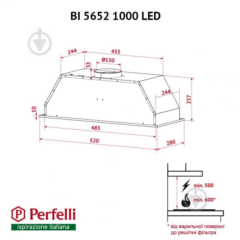 Вытяжка Perfelli BI 5652 WH 1000 LED - фото 12