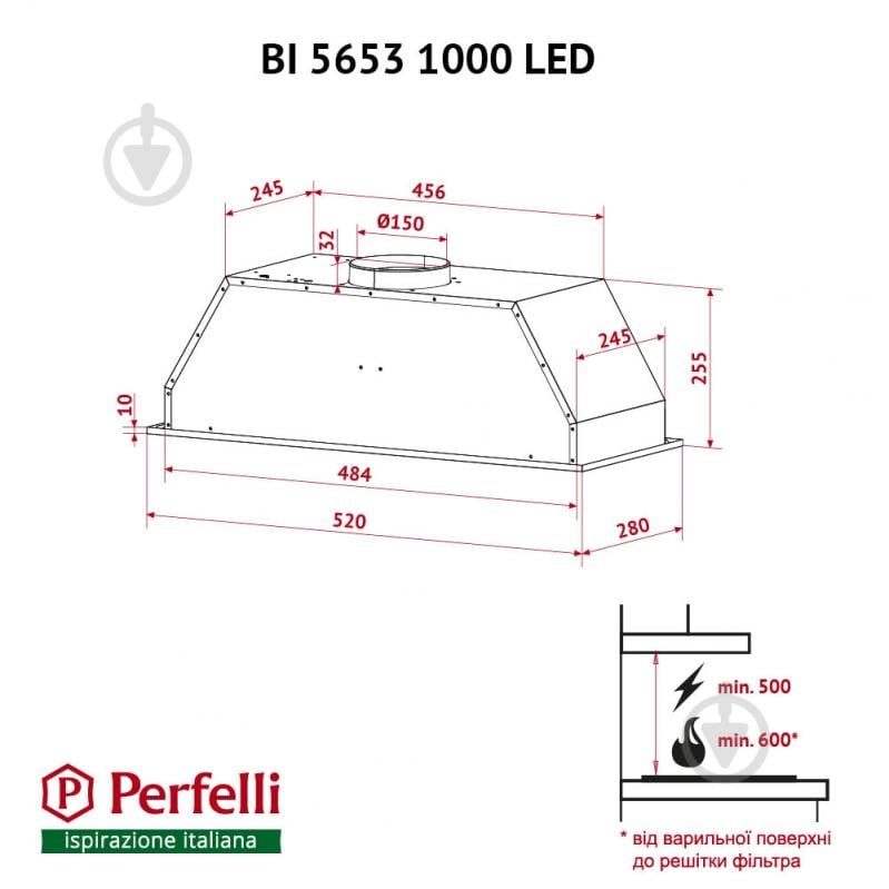 Витяжка Perfelli BI 5653 BL 1000 LED - фото 12