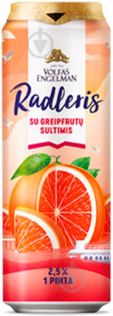 Пиво Radler Grapefruit світле фільтроване 2.5% 0,568 л - фото 1