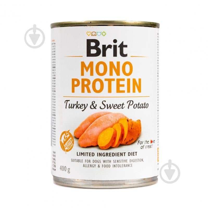 Консерва для собак для усіх порід Brit Care Mono Protein індичка та батат 400 г - фото 1