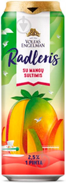 Пиво Radler Mango світле фільтроване 2.5% 0,568 л - фото 1