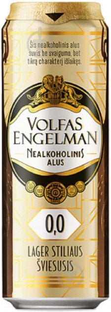 Пиво Volfas Engelman Lager світле фільтроване безалкогольне 0,568 л - фото 1