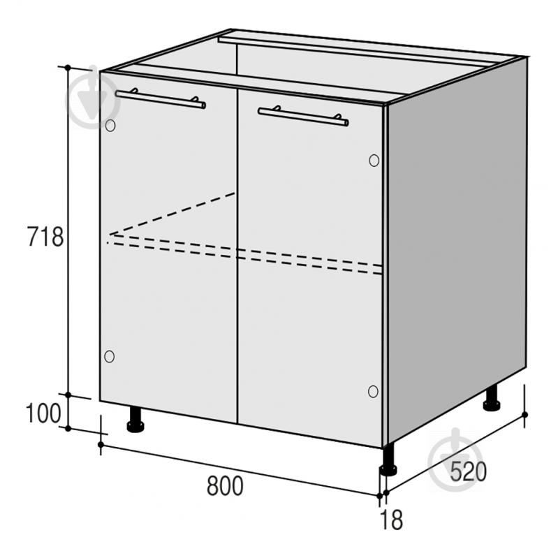 Тумба нижня Руна МН 800x818x520 мм дуб димчастий/білий ROKO - фото 3