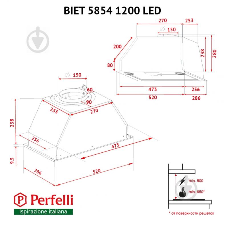 Витяжка Perfelli BIET 5854 WH 1200 LED - фото 12