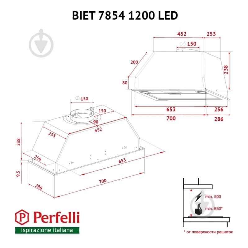 Вытяжка Perfelli BIET 7854 BL 1200 LED - фото 12