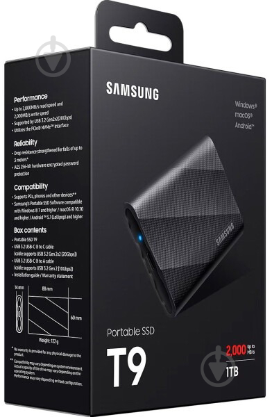 SSD-накопичувач Samsung T9 Black 1000GB Portable USB 3.2 (MU-PG1T0B/EU) - фото 7