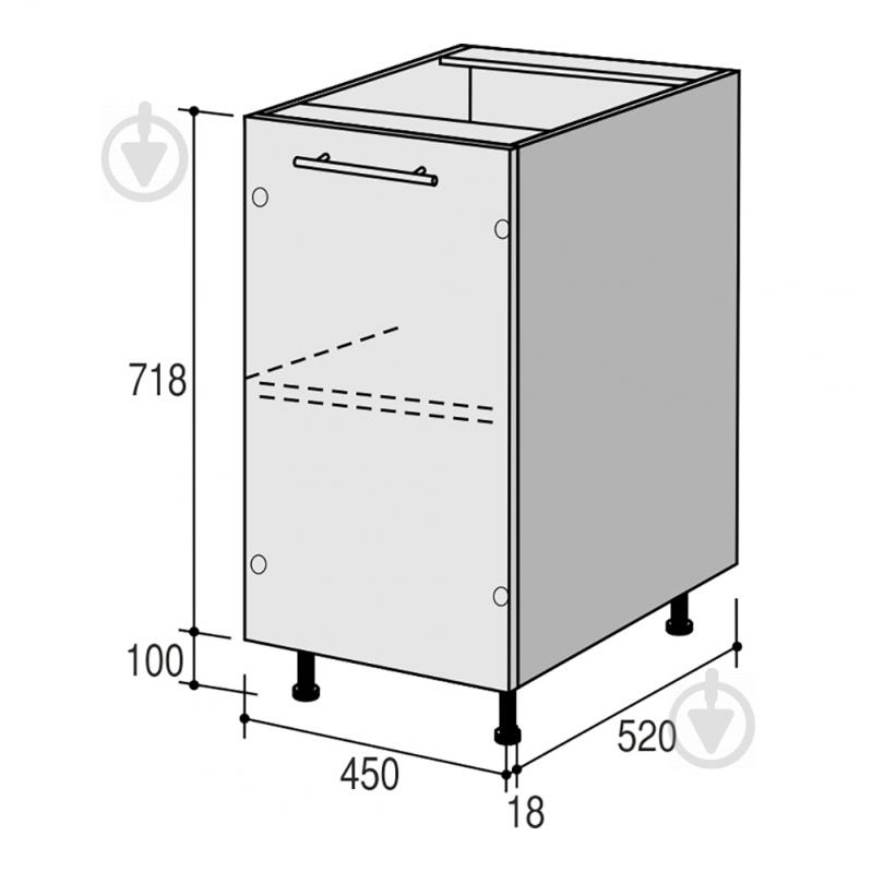 Тумба нижня Руна МН 450x818x520 мм дуб димчастий/білий ROKO - фото 3