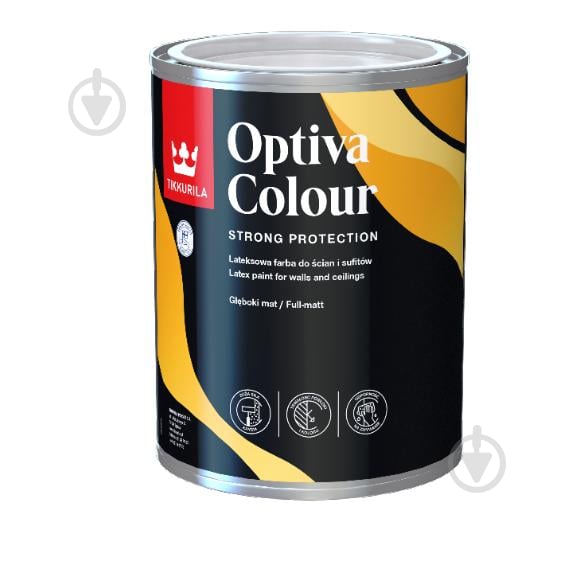 Фарба латексна TIKKURILA Optiva Colour База А мат біла 0,9 л 1,375 кг - фото 1