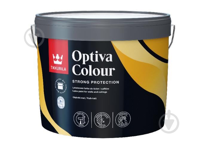 Краска латексная TIKKURILA Optiva Colour База А мат белая 9 л 13 кг - фото 1