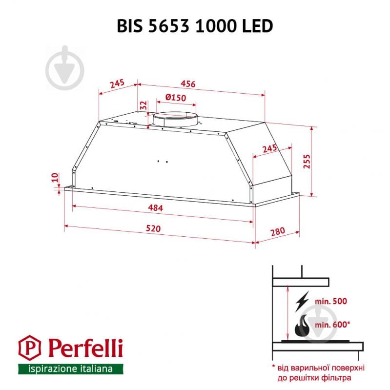 Витяжка Perfelli BIS 5653 BL 1000 LED - фото 12