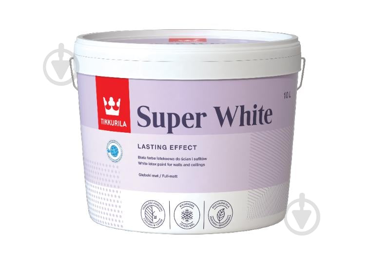 Фарба акрилатна TIKKURILA Super White глибокий мат біла 10 л 14,6 кг - фото 1