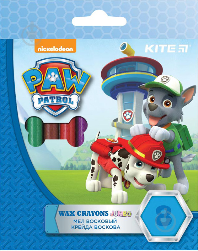 Мел восковый Jumbo Paw Patrol 8 цветов KITE - фото 1