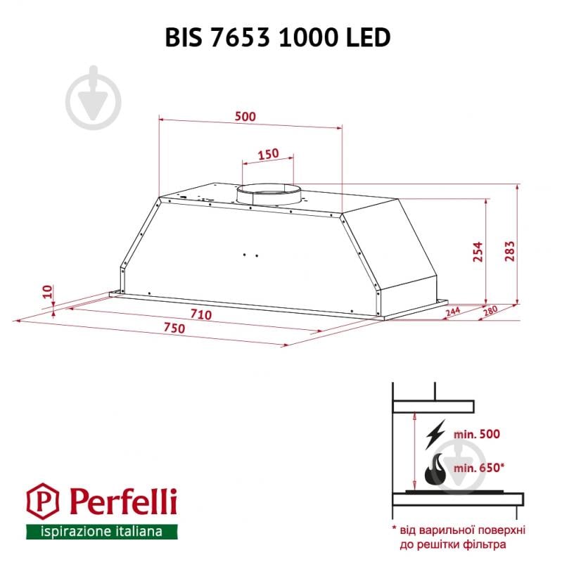 Вытяжка Perfelli BIS 7653 WH 1000 LED - фото 12