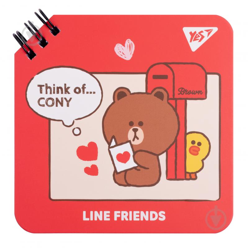 Блокнот 110х110 мм 80 лист. Line Friends Think of Cony YES - фото 1