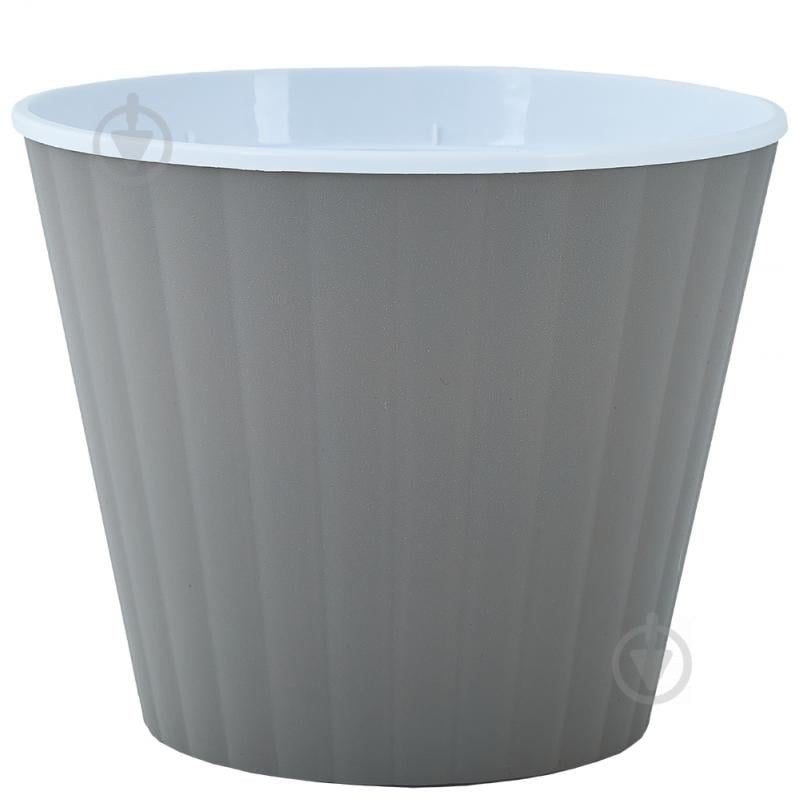 Горщик пластиковий Алеана Ібіс з подвійним дном 13,0х11,2 см круглий 0,86 л сірий (114032) - фото 1